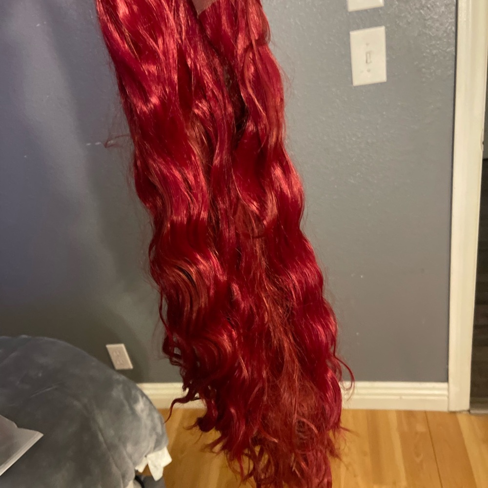 Vibrant Red Wavy Hair Extensions